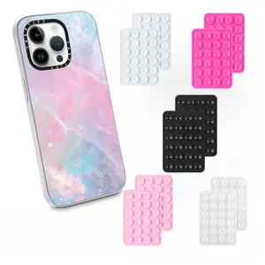 2 Pcs Silicone Suction Phone Case Adhesive Mount - Hands-Free, Strong Grip Holder for Selfies and Videos, for iPhone and Android Hands-Free Sticky Phone Grip for Selfies Videos