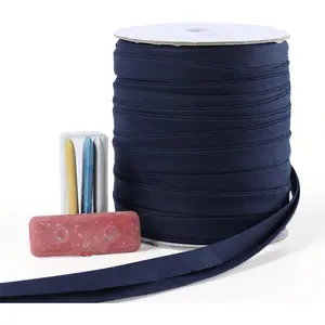Bias Tape Double Fold 1/2 inch Double Fold Bias Binding Tape 55 Yards Navy Blue and 4 Pieces Sewing Fabric Chalks for Crafts Sewing Seaming Hemming Piping Quilting