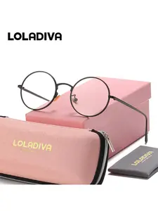 LOLADIVA 1 Piece Unisex Delicate Design Full Frame Plano Glasses Bookish Round Frame Plano Glasses