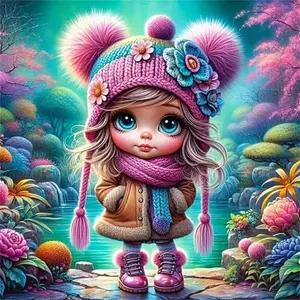 Diamond Mosaic Girl Portrait DIY Pattern For Adults Beginners Painting Cartoon Full Round Embroidery Handicraft Needle Crafts Kit
