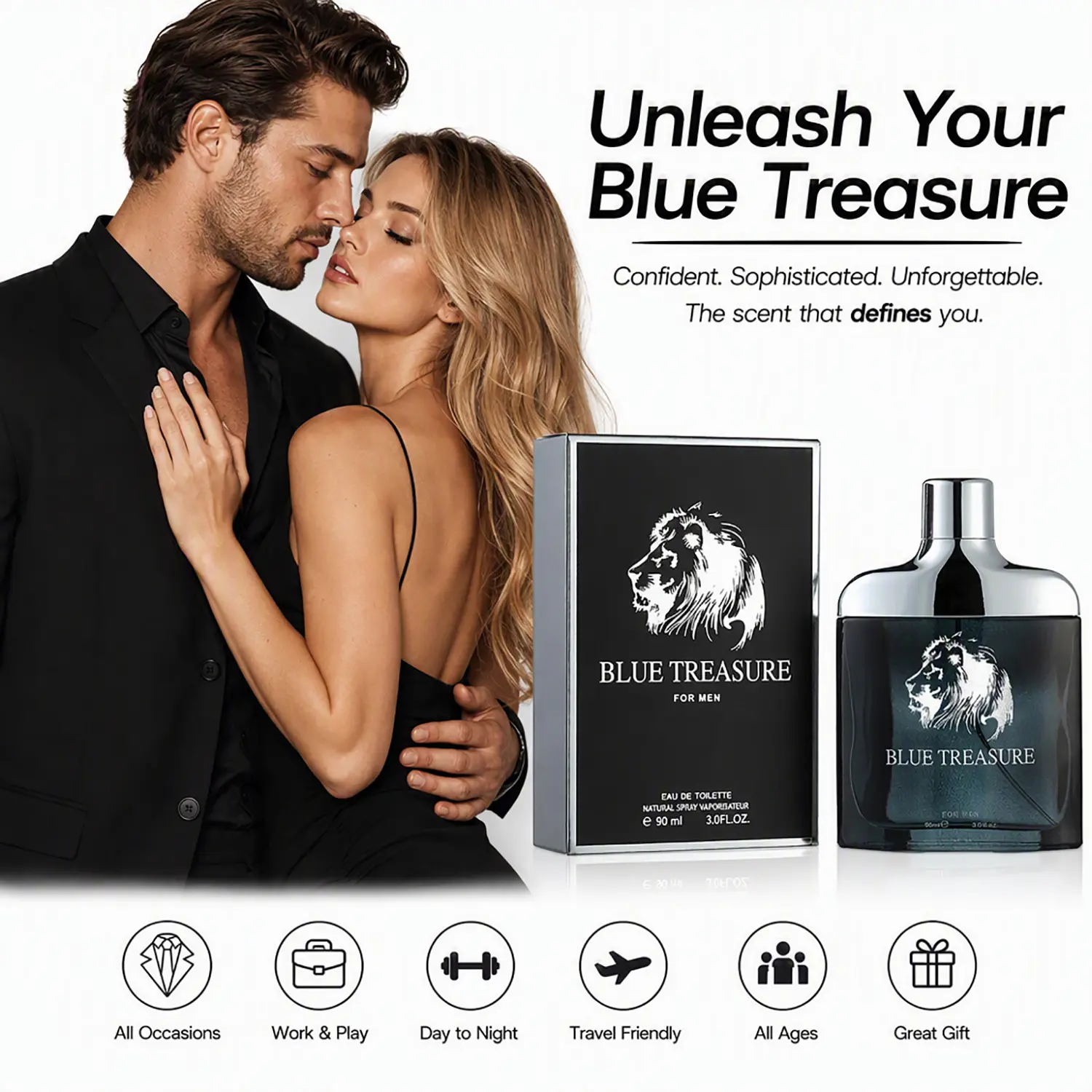Men's Pheromone Cologne, with pheromone infusion, long-lasting warm sandalwood & floral fruity accents, crafted for him to make her obsess over you and create an unforgettable night together. Perfect for Christmas, Thanksgiving & Birthday. 90ml/3.0fl.oz.