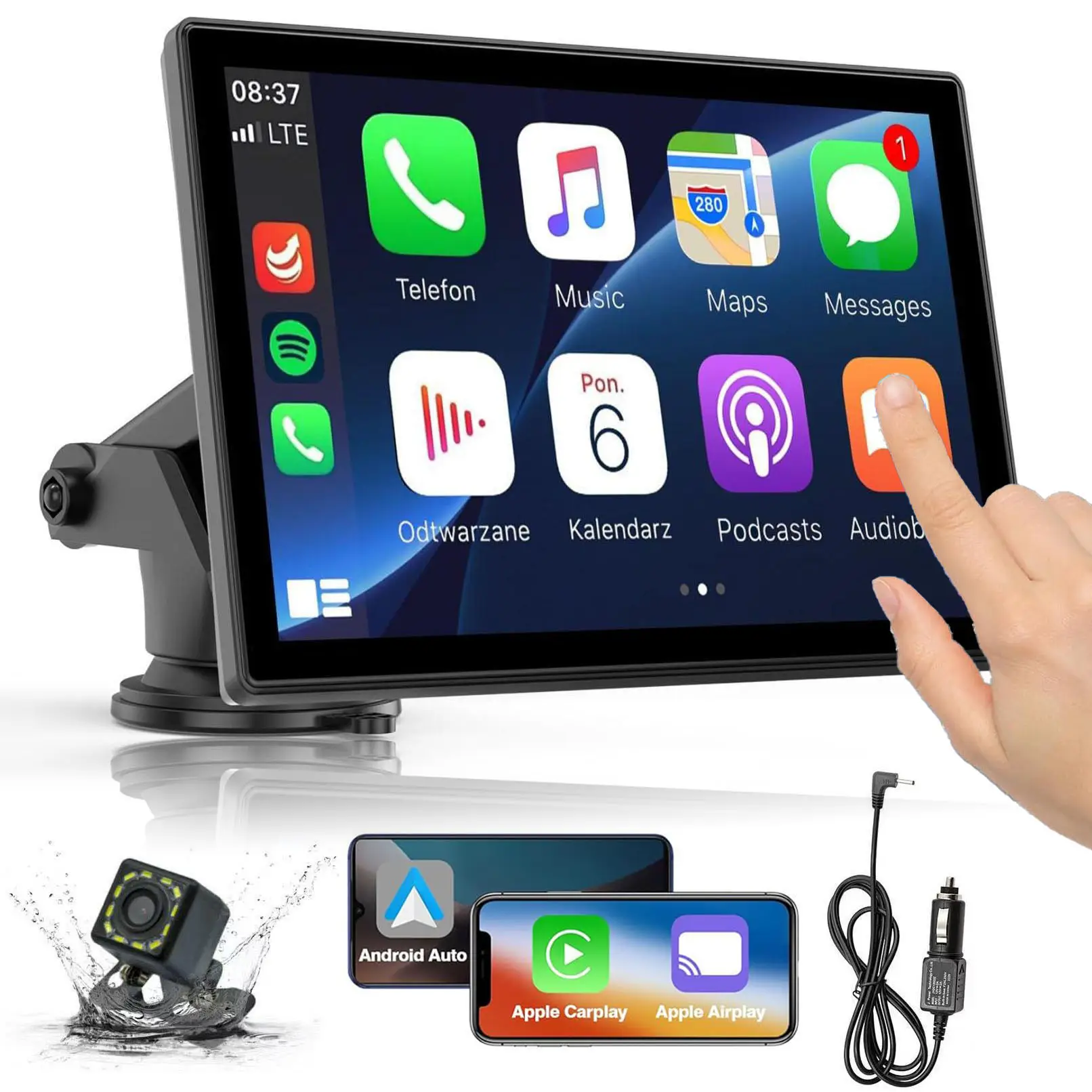 2025 New Wireless Carplay Screen for Car, 7 Inches, BackUP Camera, Music/Mirror Link/Navigation for All Cars