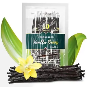 Madagascar Vanilla Beans - Vacuum Sealed Grade A Vanilla Pods - Rich, Creamy Flavor & Aroma -Great for for Baking, Homemade Extract, Paste, Brewing, Coffee, Cooking (10)