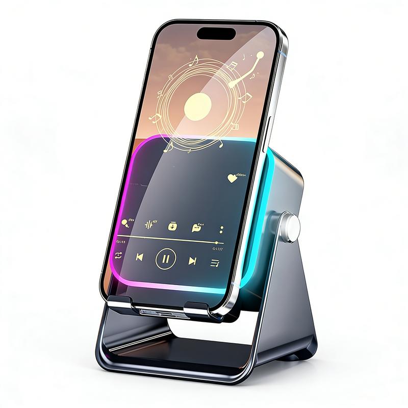 2026 5-in-1 Inductive Bluetooth Speaker with Phone Stand & Amplifier Rechargeable Color Lights Compatible with iPhone & Android Perfect Birthday Gift for Teens