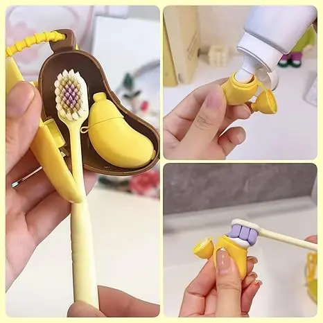 Banana Toothbrush Holder for Travel - 2Pcs Cute Banana Shape