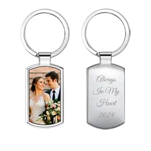 Personalized Full UV Color Printed Photo Keychain with Laser Engraved Text and Love Note Picture Frame