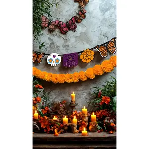 Día de los Muertos Garland | Papel Picado, Monarch Butterfly, Sugar Skull & Marigold Banner