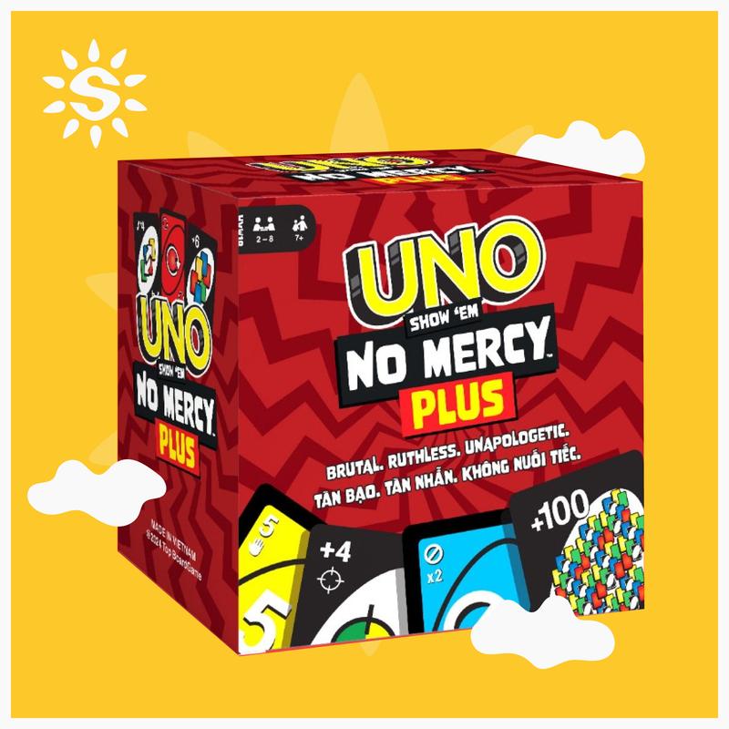 UNO No Mercy Card Game with Takeaway Storage Tin – Includes Extra Cards, Tougher Rules & Punishments – Fun for Kids, Adults & Family Game Nights