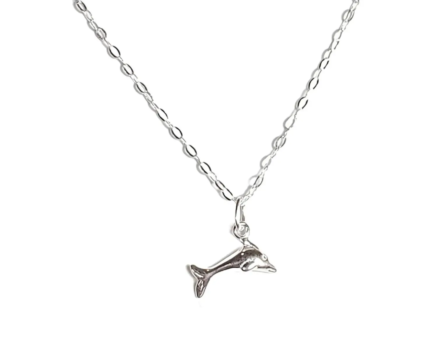 Dainty Sterling Silver Dolphin Necklace, Adjustable Necklace Perfect for Layering