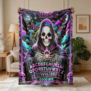 Neon Color Death Note Theme Flannel Blanket, Large Size, Soft and Lightweight, Perfect for All Seasons, Ideal for Bed, Sofa, Office, Camping, Travel