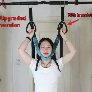 Ergonomic cervical traction stretch belt with neck support fit curve gentle tension gentle relaxation cervical spine relief sedentary bow soreness stiff home outdoor office travel portable fashion all-purpose durable office staff female exercise essential