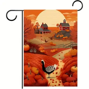 Autumn Sunset farm pumpkins garden flag-12x18 inch, double-sided, all season decor, no flag pole, suitable for outdoor and indoor use, linen material