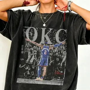 Shai Gilgeous-Alexander OKC Thunder Vintage Tee, Basketball Graphic Shirt