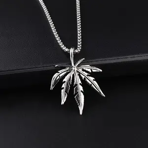 Korean Boy Maple Leaf Necklace Tide New Personalized Sweater Chain Pendant Hiphop Leaf Necklace Pendant