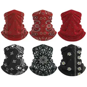 6Pcs Paisley Neck Gaiter Face Mask, Seamless Bandana Rave Face Cover, Multifunctional Balaclava Headband Head Wrap for Men Women Outdoor Sports