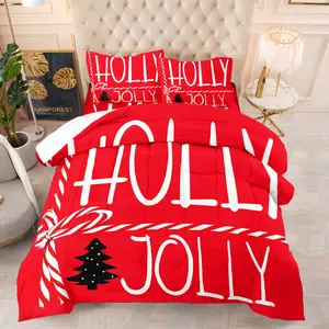 Christmas Themed Printed Comforter Set, A Comforter and 1/2 Coreless Pillowcase, A Christmas Gift for Children and Teenagers' Bedrooms, Full of Festive Atmosphere, Soft and Comfortable Bedding