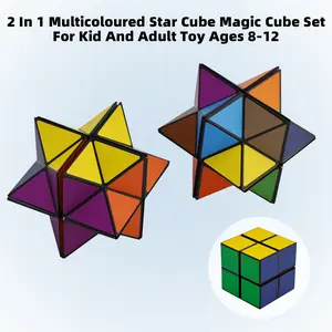 2 In 1 Multicoloured Star Cube Magic Cube Set For Kid And Adult Toy Ages 8-12