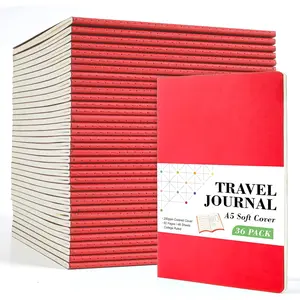 36 Pack Soft Cover Journal Bulk, Lined Blank Travel Journal for Women Men Writing, Notebooks College Ruled for Work, Note Taking Notebook School Business Supplies, 8.2" x 5.5", A5, Red