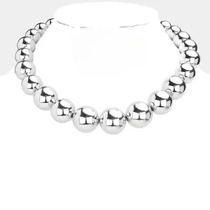 Metal Ball Collar Necklace : Silver