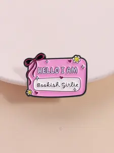 Book Lover Pin Hello I Am Bookish Girl Bow Cute Design Reading Girls Daily Wear Accessory, Adorable Literary Jewelry