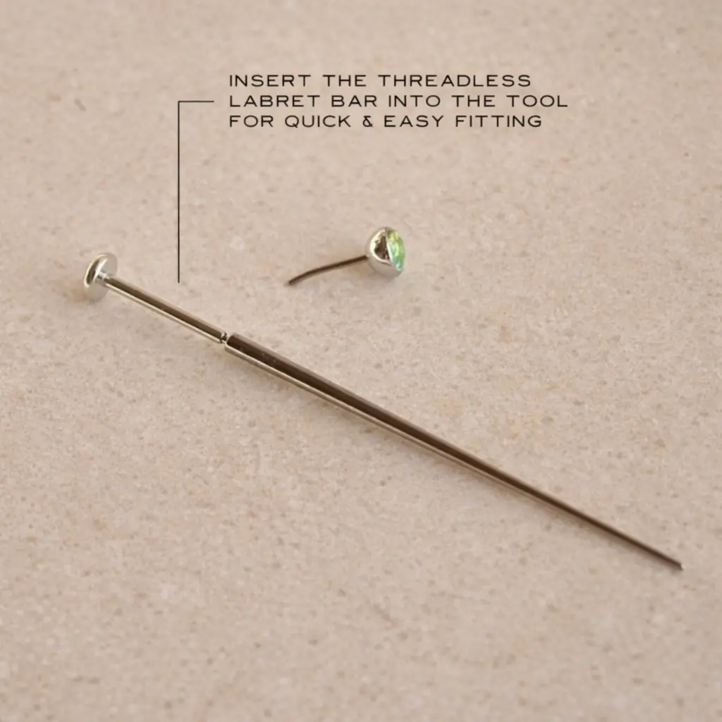 Flat Back Stud Applicator + Insertion Tool, Flat Back Insertion Tool, 20G 18G 16G Titanium Insertion Tool, Threadless Insertion Pin Taper, Tragus, Helix, Lip, Nose, Cartilage, Body Piercing Accessory