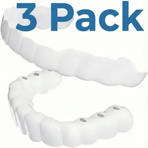 【3 Pack】Instant SnapOn Veneers Teeth Whitening Smile Cover Ceramic Temporary Comfortable Fit Reusable Moldable Confident Shine Party Essential Men Women Photo Ready Beautiful Smile Protector Upper Teeth Accessory Oral Stain Remover Oral Care Strips