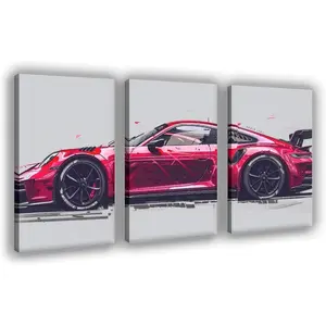 NBHYK Porsche Car Canvas Poster Art Print 911 GT3 RS Set of 3 Eco-Conscious Wall Art Decor for Mens Bedroom Modern Home Office Decorative Artistic Prints