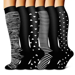 Unisex's Polka Dot Print Compression Socks, 6 Pairs Casual Comfy Breathable Socks for Running Jogging Hiking, Sports Socks for Men & Women, Volleyball Socks