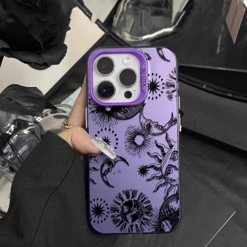 Vintage Celestial Print Phone Case  Modern Mystical Design Durable Hard Acrylic Back Case With An Anti-Yellowing Coating, Made From High-Quality Designed For Reliable Drop Protection For Your Phone For iPhone 17.16.15.14.13.12.11.X.XS.XSMAX.XR.8.7