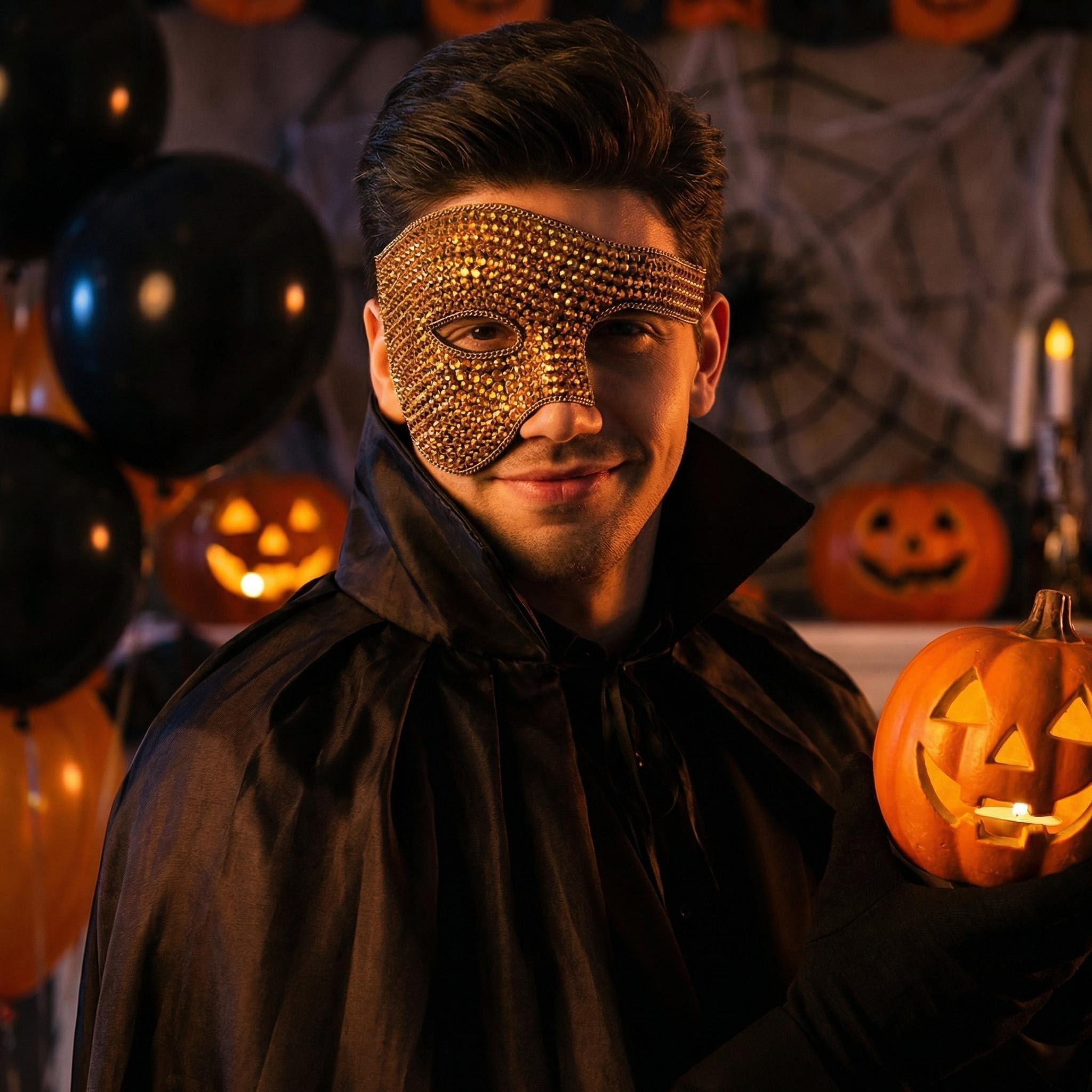 Half-Face Diamond Mask for Men and Women: DIY Handmade Rhinestone-Embellished Luxury Eye Masks for Carnival, Birthday Parties, and Holiday Performances