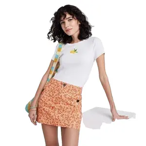 Women's High-Rise Chino Mini Skirt - Wild Fable Rust Floral 14, Red Floral Fit Womenswear