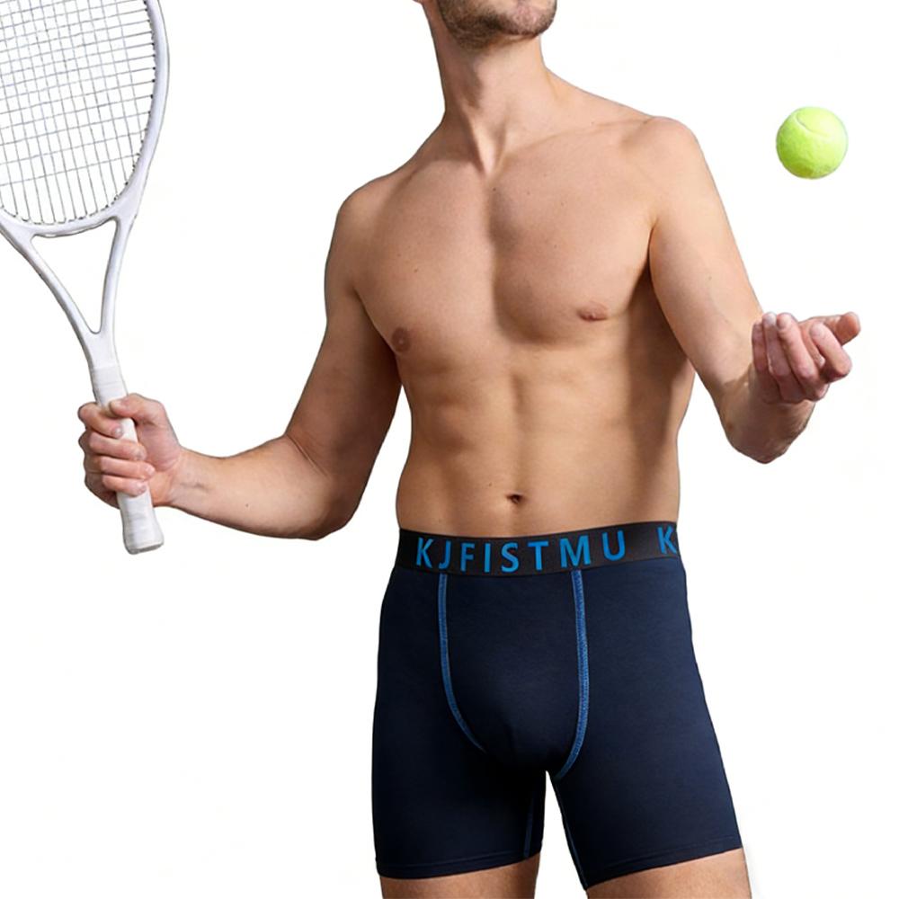 12/8/4 Pack Men's Boxer Briefs - Solid Color with Fine Stripe Design, Men's Long Boxer Briefs (Breathable Polyester Blend, Comfortable Fit, Machine Washable, Random for Teens and Adults) - KJFISTMU Basketball and Cycling Protective Denim