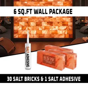 Build 6 sq. ft. Pink Salt Wall With (30 Himalayan Salt Bricks and 1 Salt Adhesive)
