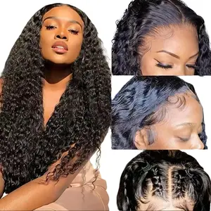26/30 inch black deep wave wig  women’s natural color  ready to wear  180% density  closed 13x4 lace frontal wig  soft and lightweight  pre-plucked baby hair  glueless wig  natural look  everyday party wig  easy to maintain  human hair wig  Burmese wig
