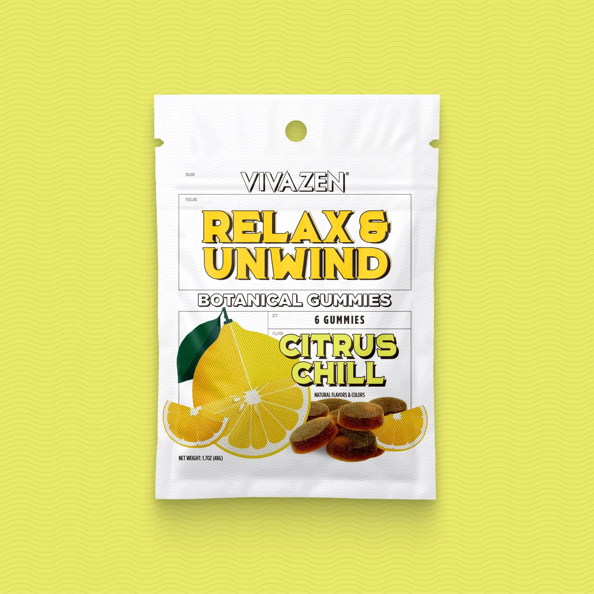 Vivazen Relax & Unwind Kava Gummies, Citrus Chill, 1.7 OZ Vivazen Relax & Unwind Kava Gummies, Citrus Chill, 1.7 OZ