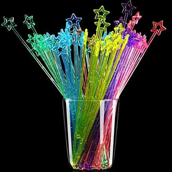 Disposable Synthetic Swizzle Sticks Utensils, 100-Count 9.1 Inch Plastic Stirrers for Bar Stirring & Mixing Drinks (Multicolor)