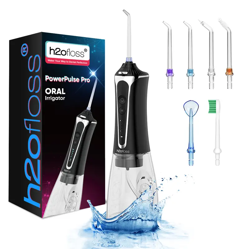 h2ofloss Water Flosser – 300ML Detachable Tank, 5 Modes, 40–140 PSI Pulse Pressure, IPX7 Waterproof, Deep Clean & Plaque Removal,Complete Cleaning System for Healthier Gums