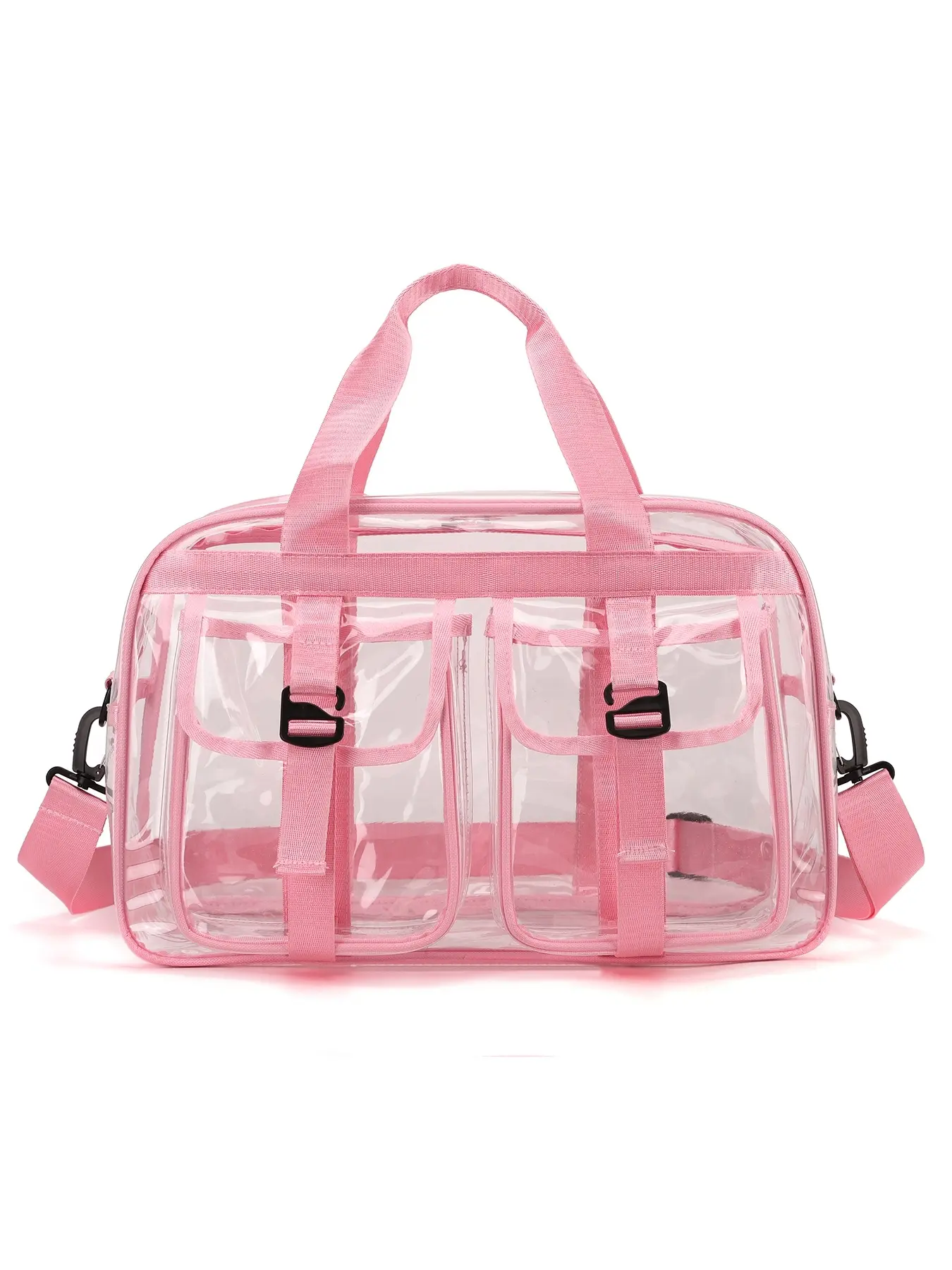 Large-Capacity Transparent PVC Travel Bag with Adjustable Shoulder Strap, Versatile Fashion Leisure Bag for Travel, Yoga, Fitness and Swimming, Travel Gym Bag, Sport Yoga Bag, Multifunctional Travel Bag