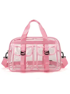 Large-Capacity Transparent PVC Travel Bag with Adjustable Shoulder Strap, Versatile Fashion Leisure Bag for Travel, Yoga, Fitness and Swimming, Travel Gym Bag