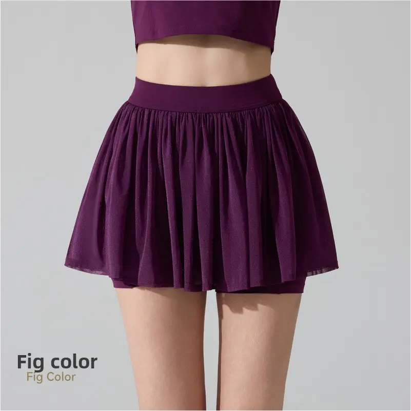 Women's Plus Size High-Waisted Fitted Mesh Sporty Sports Skirt - Tummy-Controlling, Comfortable, Breathable, with Inner Pocket, Suitable for Running, Fitness, Sporty Sports Skirts