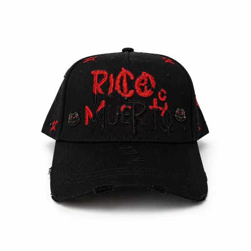 MZ Hats "Rico o Muerto" Black Snapback Premium Streetwear Baseball Cap for Men & Women, Adjustable