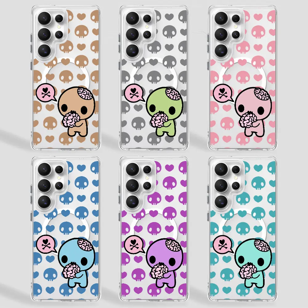 Y2k Kawaii EmO Z0mble Magnetic phone Case for Samsung S26/S25/S24/S23/S22/S21/S20/S10/NOTE20/NOTE10/NOTE9/PLUS/ULTRA/FE/A57/A56/A55/A54/A37/A36/A35/A34/A26/A25/A24/A23/A17/A16/A15/A14/A07/A06,Transparent Shockproof Protective Skull cover Y2k Fan Gift