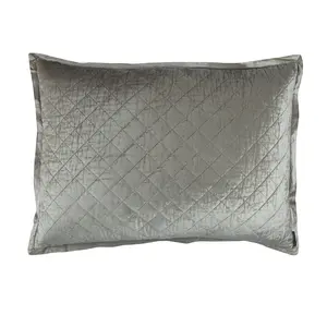 Chloe Ice Silver Velvet Diamond Quilted Luxe Euro Pillow