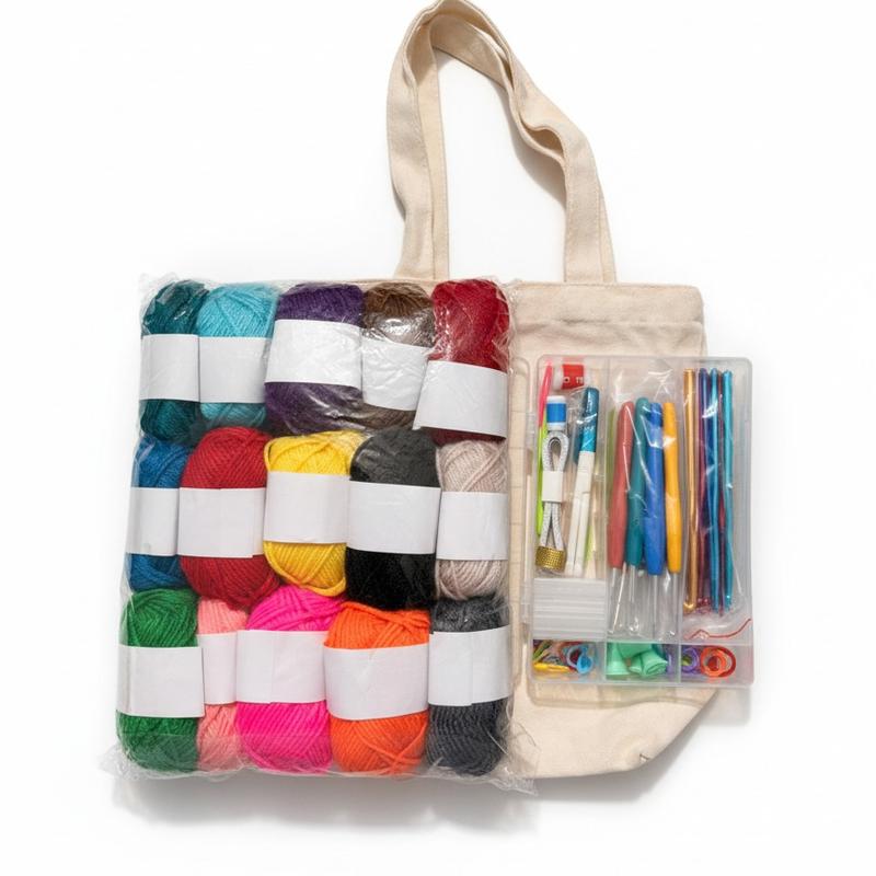 73-Piece Crochet Kit with Hooks, Knitting Needles, Yarn Balls & Tote Bag – Complete Beginner & Professional Set