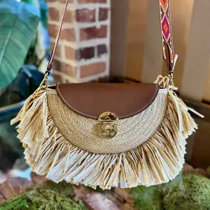 Pre-owned miumiu raffia Crossbody Bags MIU MIU Half Circle Bag