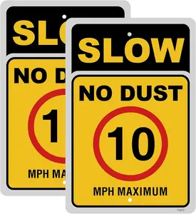 Slow No Dust 10 MPH Maximum Sign, 2-Pack 12” x 16” .040 Rust Free Reflective Sheeting Aluminum Speed Limit Sign