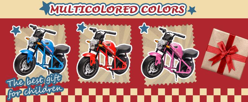 Treaded Fun Nook,24V XL Electric Ride-On Motorcycle for Kids 6+, Electric Mini Kids Dirt Bike, 300W High-Speed Motor, Dual Suspension, 14in EVA Wheels, Twist Throttle, Music & Lights