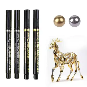 2 Pcs Mirror Marker DIY Reflective Chrome Gold and Silver Spray Pen for Signatures, Automotive Art Crafts, Mugs, Ceramic Glassw
