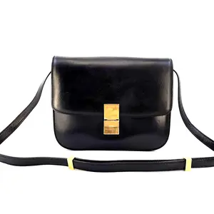 Pre-owned Celine leather Crossbody Bags Black Smooth Calfskin Medium Box Bag NO2 J00164