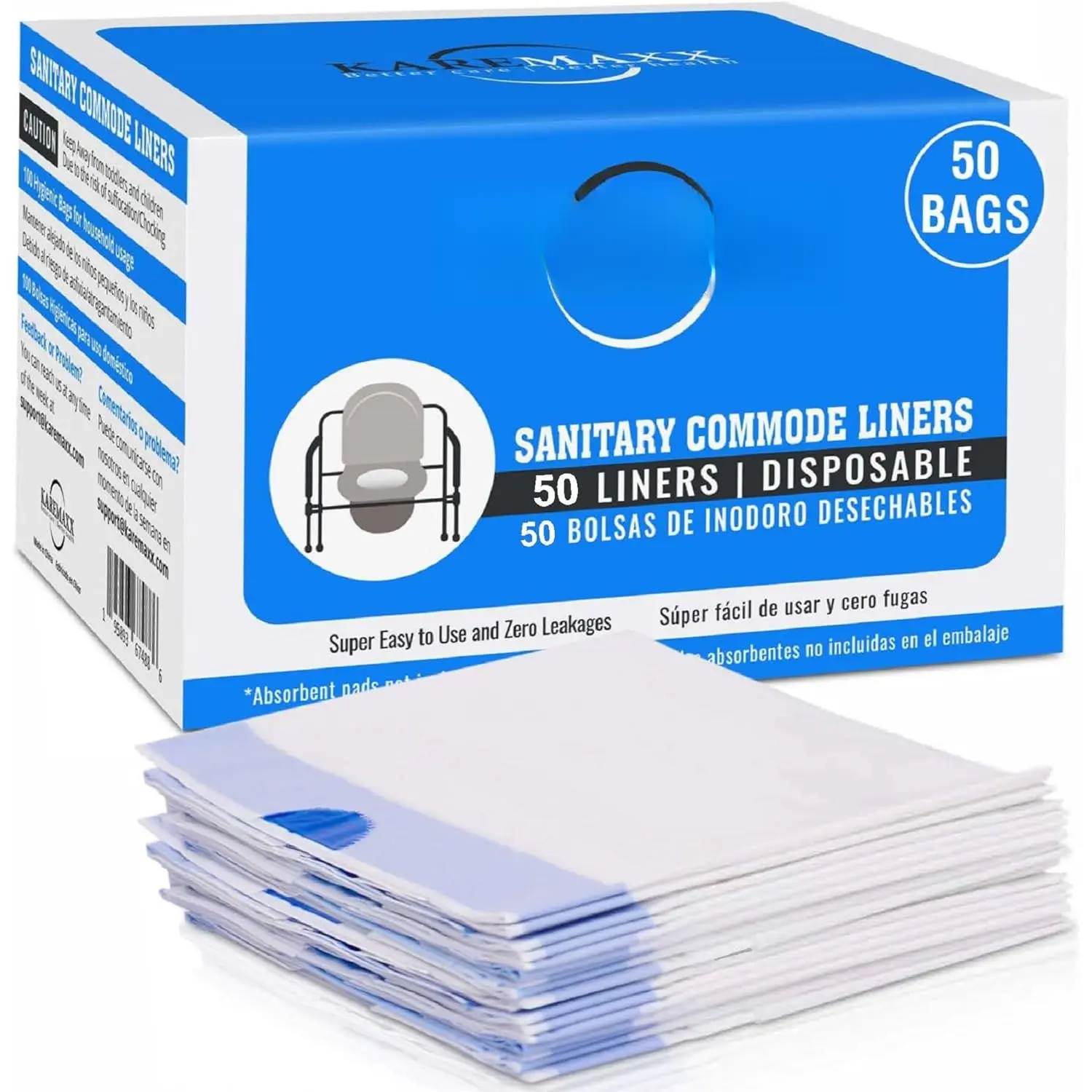 Disposable Potty liners - 50, Bed side commode Liners, Portable Toilet Bag, Potty Bags for Portable Toilet, Potty Chair Liners, Toilet Liners, Commode Bags - Leak Proof & Odorless